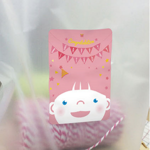 핑크베이비 생일축하 스티커(10개)5*7cm